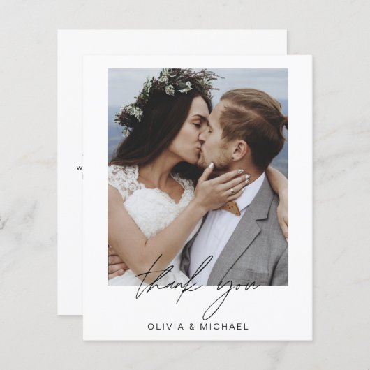 Budget bruiloft minimalistische foto dank u kaarte (Voorkant / Achterkant)