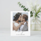 Budget bruiloft minimalistische foto dank u kaarte (Staand voorkant)