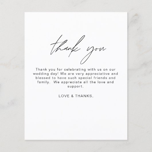 Budget bruiloft minimalistische foto dank u kaarte (Achterkant)