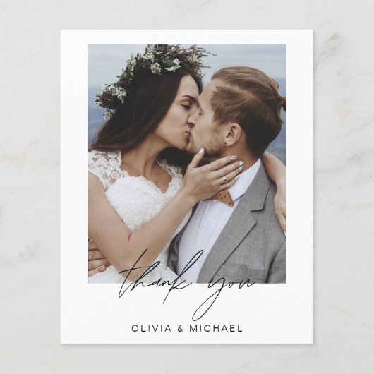 Budget bruiloft minimalistische foto dank u kaarte (Voorkant)