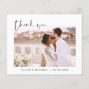 Budget bruiloft minimalistische foto dank u kaarte flyer