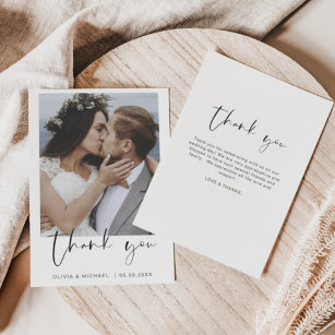 Budget bruiloft minimalistische foto dank u kaarte flyer