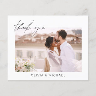 Budget bruiloft minimalistische foto dank u kaarte flyer