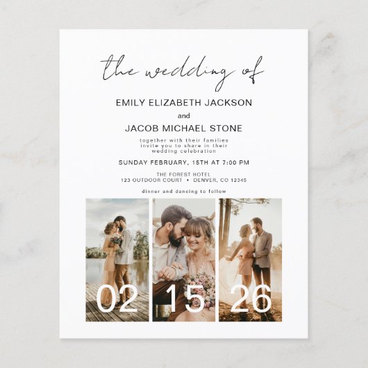 Budget bruiloft minimalistische QR code uitnodigin Flyer (Voorkant)