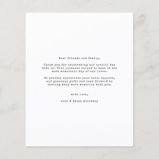 Budget bruiloft minimalistische script foto dank u flyer (Achterkant)