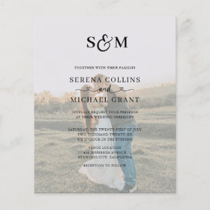 Budget Bruiloft Monogram Script Hart 2 Foto Flyer