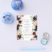 Budget Bruiloft Navy, Burgundy, Roze & Perzik Bloe Flyer (Enkel)