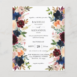 Budget Bruiloft Navy, Burgundy, Roze & Perzik Bloe Flyer