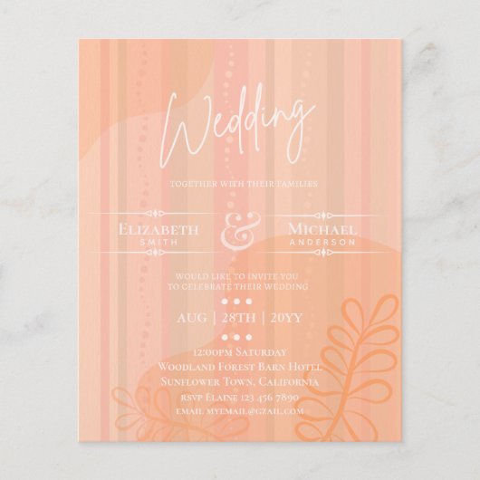 BUDGET bruiloft nodigt Abstract oranje strand uit (Voorkant)