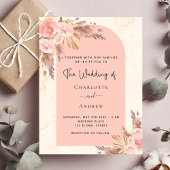 Budget bruiloft pampas roos blush boho uitnodiging