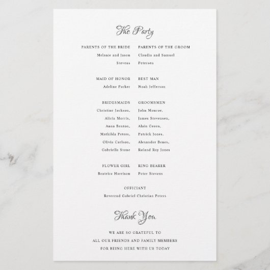 Budget bruiloft programma elegante kalligrafie flyer (Achterkant)