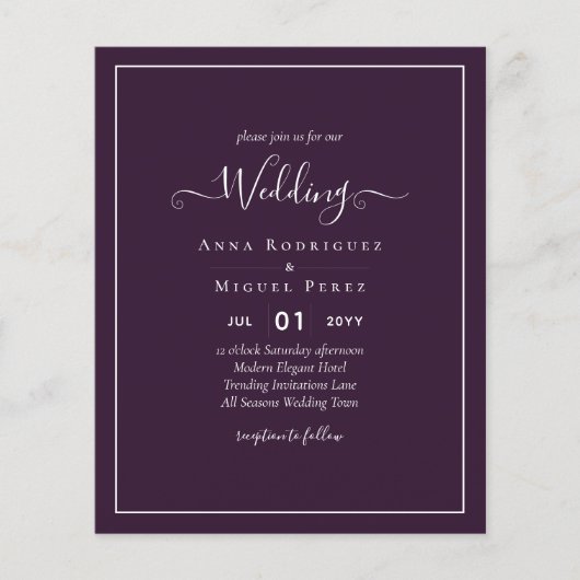 BUDGET Bruiloft PRUIM PAARS Monochroom Eenvoudig Flyer (Voorkant)