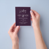 BUDGET Bruiloft PRUIM PURPER Monochroom Eenvoudig Flyer (Hand)