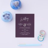 BUDGET Bruiloft PRUIM PURPER Monochroom Eenvoudig Flyer (Enkel)