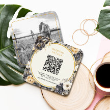 BUDGET bruiloft QR-code Foto RSVP behuizing Kaart