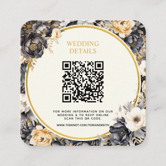 BUDGET bruiloft QR-code Foto RSVP behuizing Kaart Vierkante Visitekaartje (Voorkant)