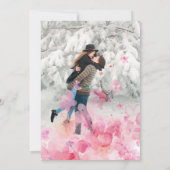 budget bruiloft roze floral photobaby shower save the date (Achterkant)