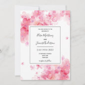 budget bruiloft roze floral romantic uitnodiging (Voorkant)