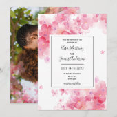 budget bruiloft roze floral romantic uitnodiging (Voorkant / Achterkant)