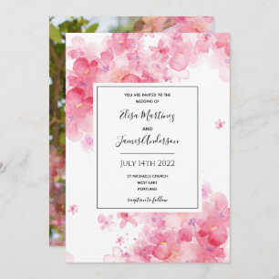 budget bruiloft roze floral romantic uitnodiging