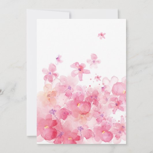 budget bruiloft roze floral romantic vrijgezellenf save the date (Achterkant)