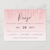 Budget Bruiloft RSVP Glitter Roze Briefkaart (Voorkant)