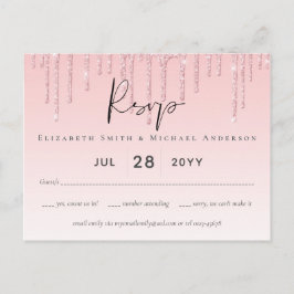 Budget Bruiloft RSVP Glitter Roze Briefkaart