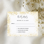 Budget bruiloft RSVP witgoud glitters Flyer