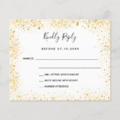 Budget bruiloft RSVP witgoud glitters Flyer (Voorkant)
