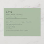 BUDGET bruiloft Sage Green Monochrome Wedding RSVP Briefkaart (Voorkant)