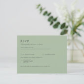 BUDGET bruiloft Sage Green Monochrome Wedding RSVP Briefkaart (Staand voorkant)