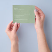 BUDGET bruiloft Sage Green Monochrome Wedding RSVP Flyer (Hand)