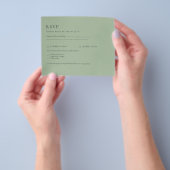 BUDGET bruiloft Sage Green Monochrome Wedding RSVP Flyer (Hand)
