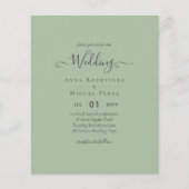 BUDGET Bruiloft Salie Appelgroen Monochroom Tekst Flyer (Voorkant)