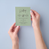 BUDGET Bruiloft Salie Appelgroen Monochroom Tekst Flyer (Hand)