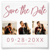 Budget Bruiloft Save The Date 3 Foto Collage Afdruk (Voorkant)
