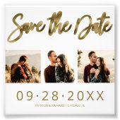 Budget Bruiloft Save The Date 3 Foto Collage Afdruk (Voorkant)