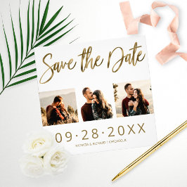 Budget Bruiloft Save The Date 3 Foto Collage Afdruk
