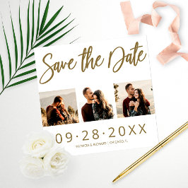 Budget Bruiloft Save The Date 3 Foto Collage Afdruk