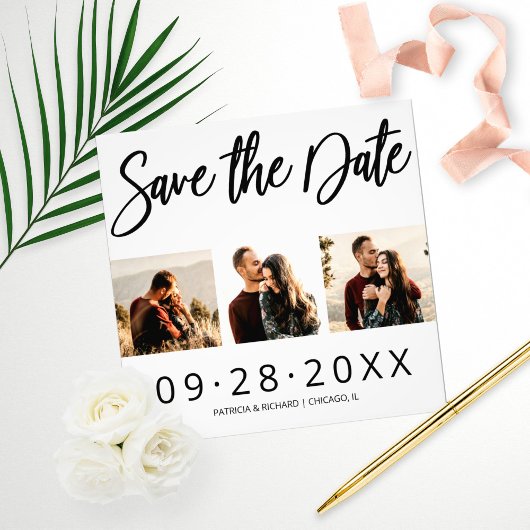Budget Bruiloft Save The Date 3 Foto Collage Afdruk