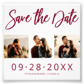 Budget Bruiloft Save The Date 3 Foto Collage Afdruk (Voorkant)