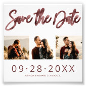Budget Bruiloft Save The Date 3 Foto Collage Afdruk (Voorkant)