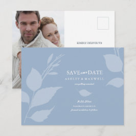Budget Bruiloft Save The Date Stofblauw Aankondigingskaart