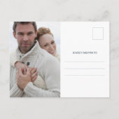 Budget Bruiloft Save The Date Stofblauw Aankondigingskaart (Achterkant)