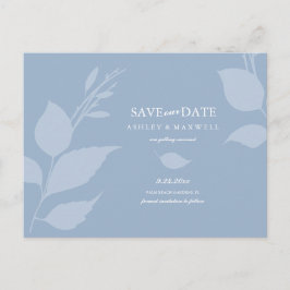 Budget Bruiloft Save The Date Stofblauw Aankondigingskaart