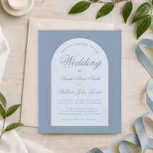Budget Bruiloft Stof Blauw Boog Script Uitnodiging