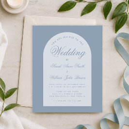 Budget Bruiloft Stof Blauw Boog Script Uitnodiging
