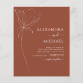 Budget Bruiloft Terracotta Burnt Oranje Uitnodigin (Voorkant)