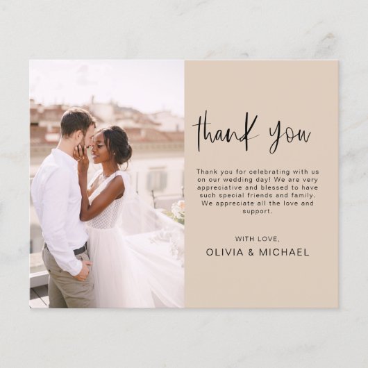 Budget bruiloft terracotta foto dank u kaarten (Voorkant)