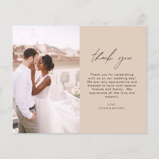 Budget bruiloft terracotta foto dank u kaarten (Achterkant)